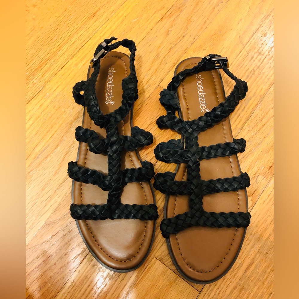 Elayne Black Braided Gladiator Sandal Shoe Dazzle Size 8